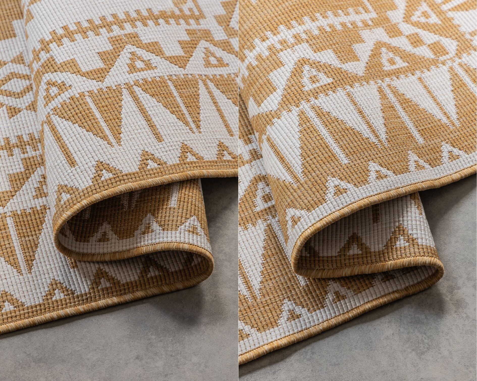 Elle Decoration Gemini In- en Outdoor Keerbaar Vloerkleed Dynamic Oker