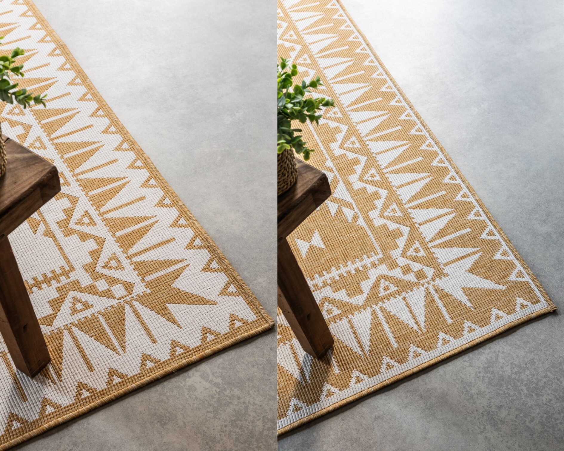 Elle Decoration Gemini In- en Outdoor Keerbaar Vloerkleed Dynamic Oker