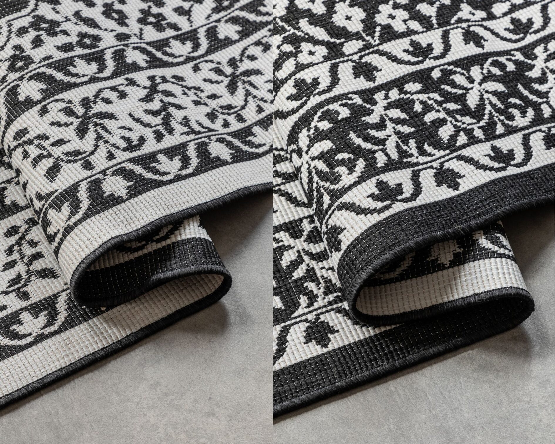 Elle Decoration Gemini In- en Outdoor Keerbaar Vloerkleed Meekly Zwart