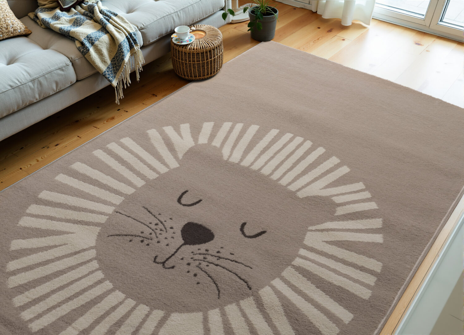 Hanse Home Adventures Kindervloerkleed Happy Lion Beige Crème