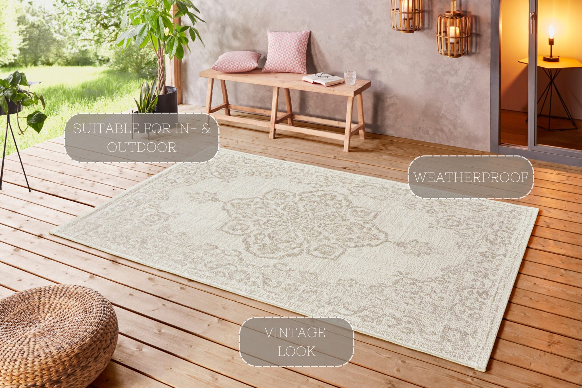Hanse Home Beach In- & Outdoor Vloerkleed Tilos Crème Beige