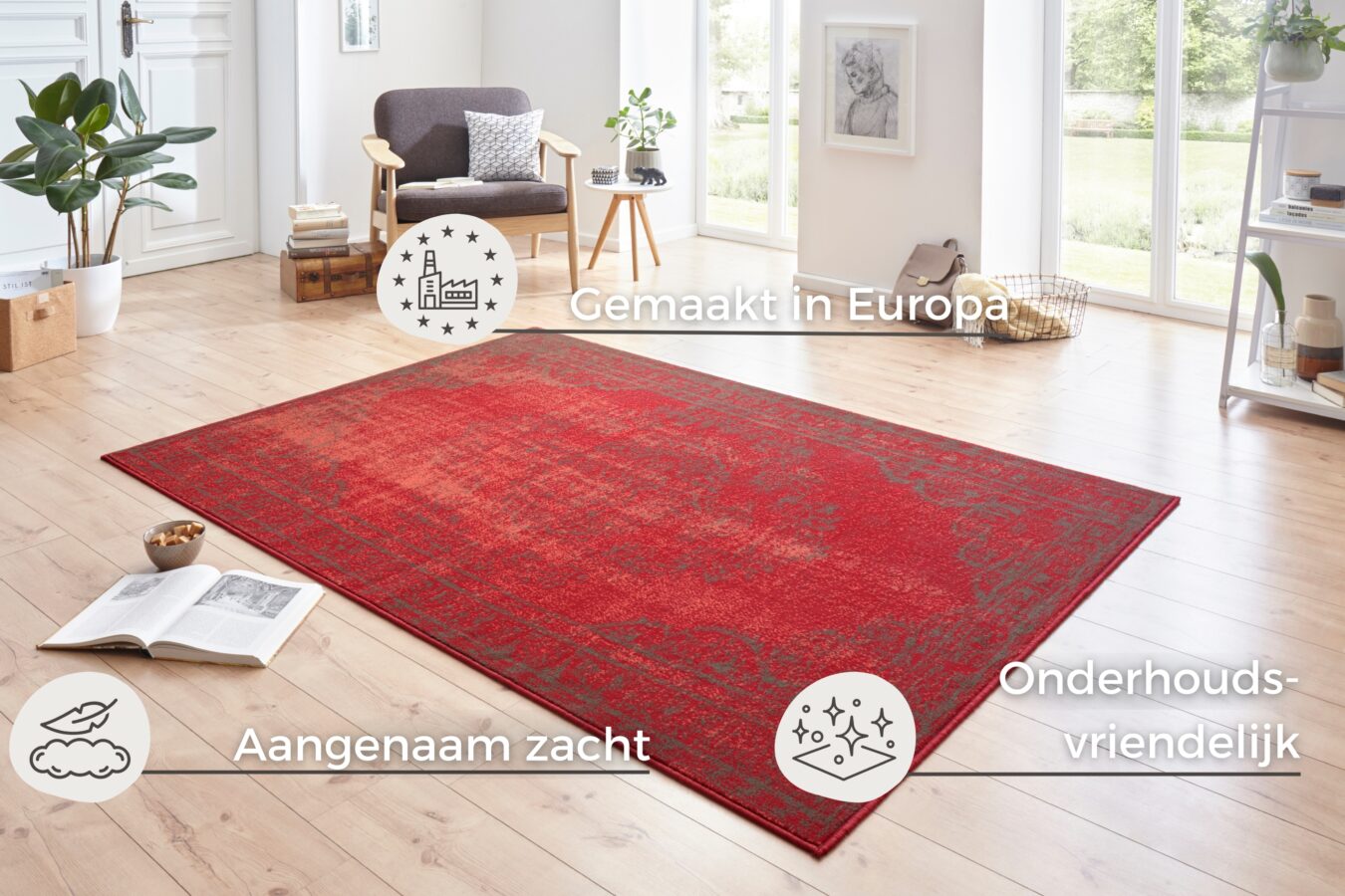 Hanse Home Celebration Design Vloerkleed Plume Rood