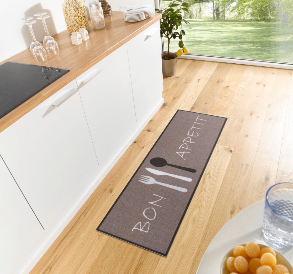 Hanse Home Cook & Clean Anti-Slip Loper Bon Appetit Cutlery 50x150 cm - Bruin-wit