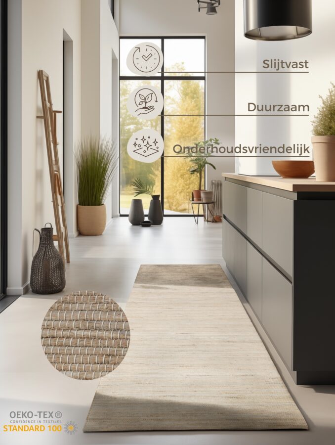 Hanse Home Handloom 1.0 Jute Vloerkleed Dhaka Natuurgoud Beige
