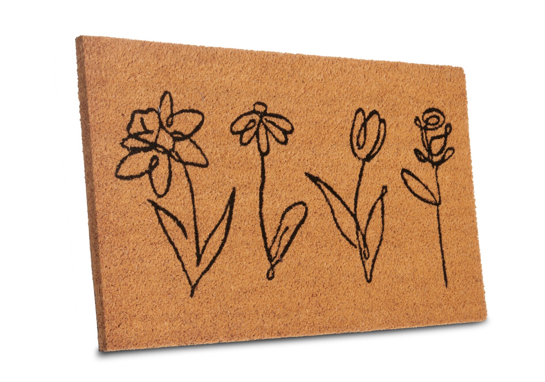 Hanse Home Mix Mats Deurmat Kokos Line-Art Flowers 40x70 cm - Kokosnoot