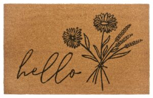 Hanse Home Mix Mats Kokos Deurmat Hello & Flowers 45x75 cm - Kokosnoot