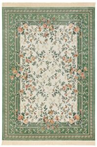 Hanse Home Naveh Laagpolig Vloerkleed Antiek Flowers Crème Groen