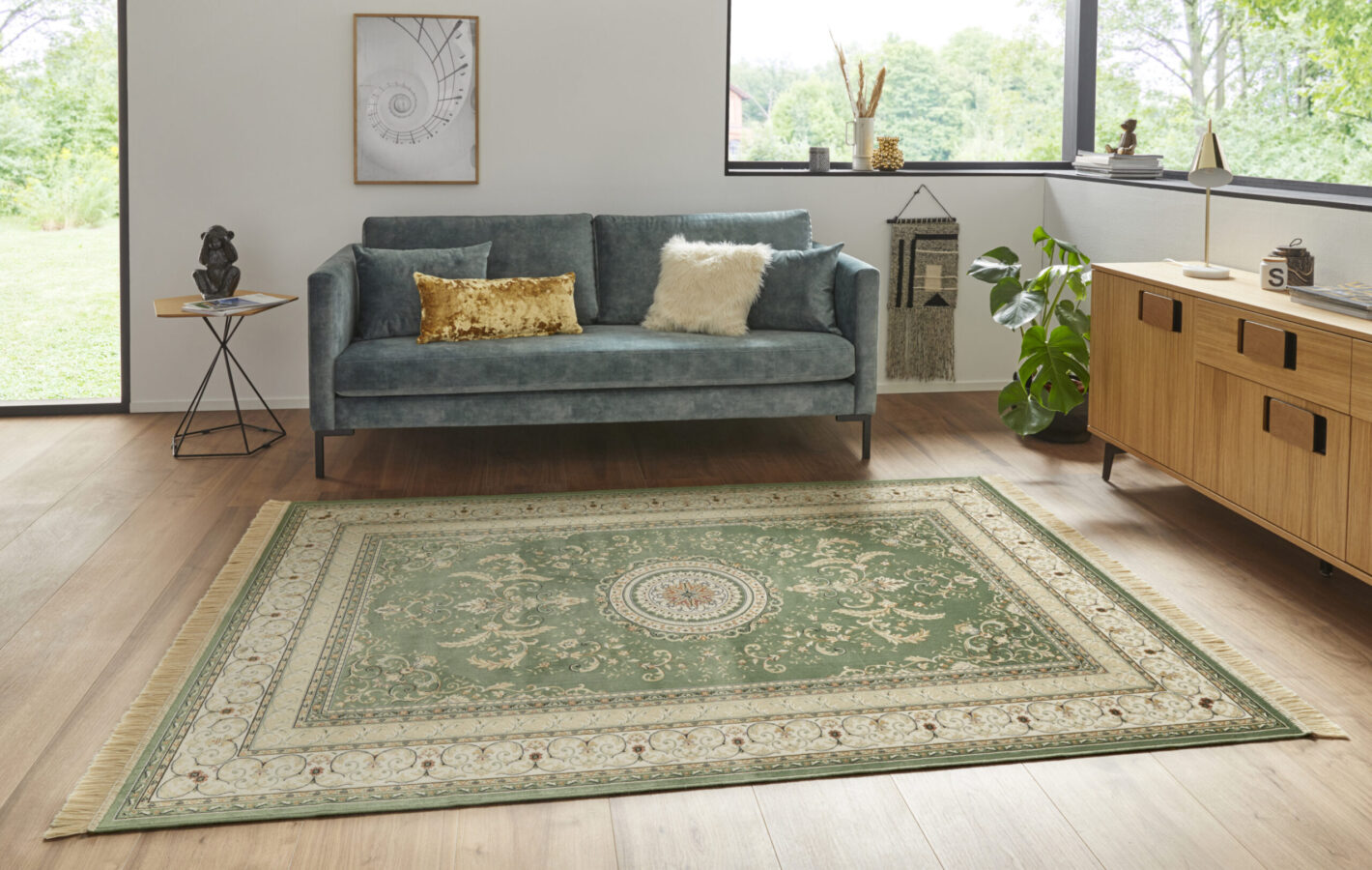 Hanse Home Naveh Laagpolig Vloerkleed Antiek Negar Groen
