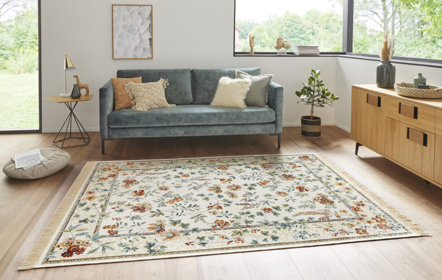 Hanse Home Naveh Laagpolig Vloerkleed Oriental Flowers Crème