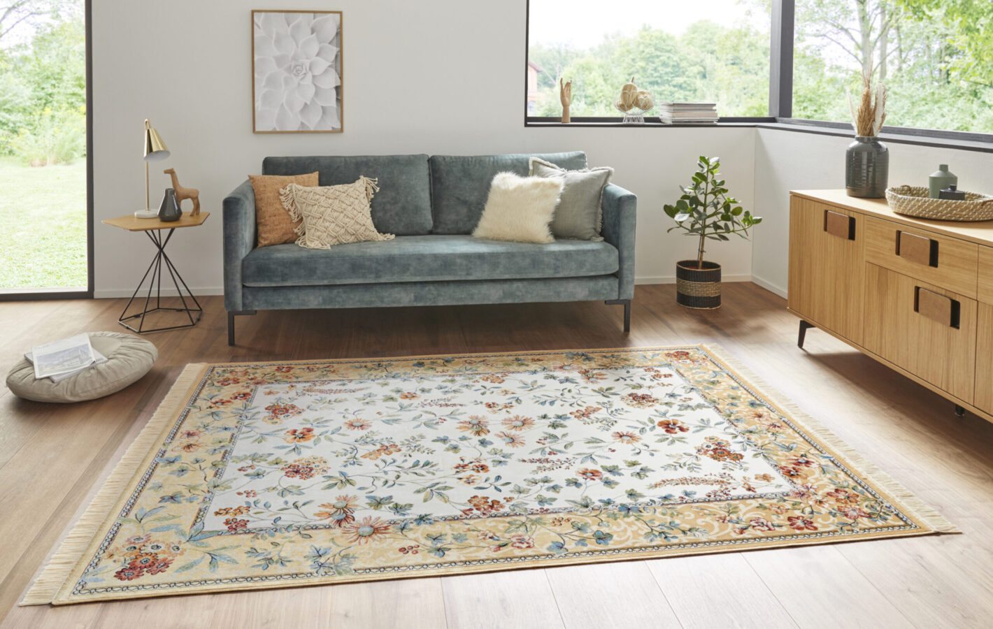 Hanse Home Naveh Laagpolig Vloerkleed Oriental Flowers Crème Cord