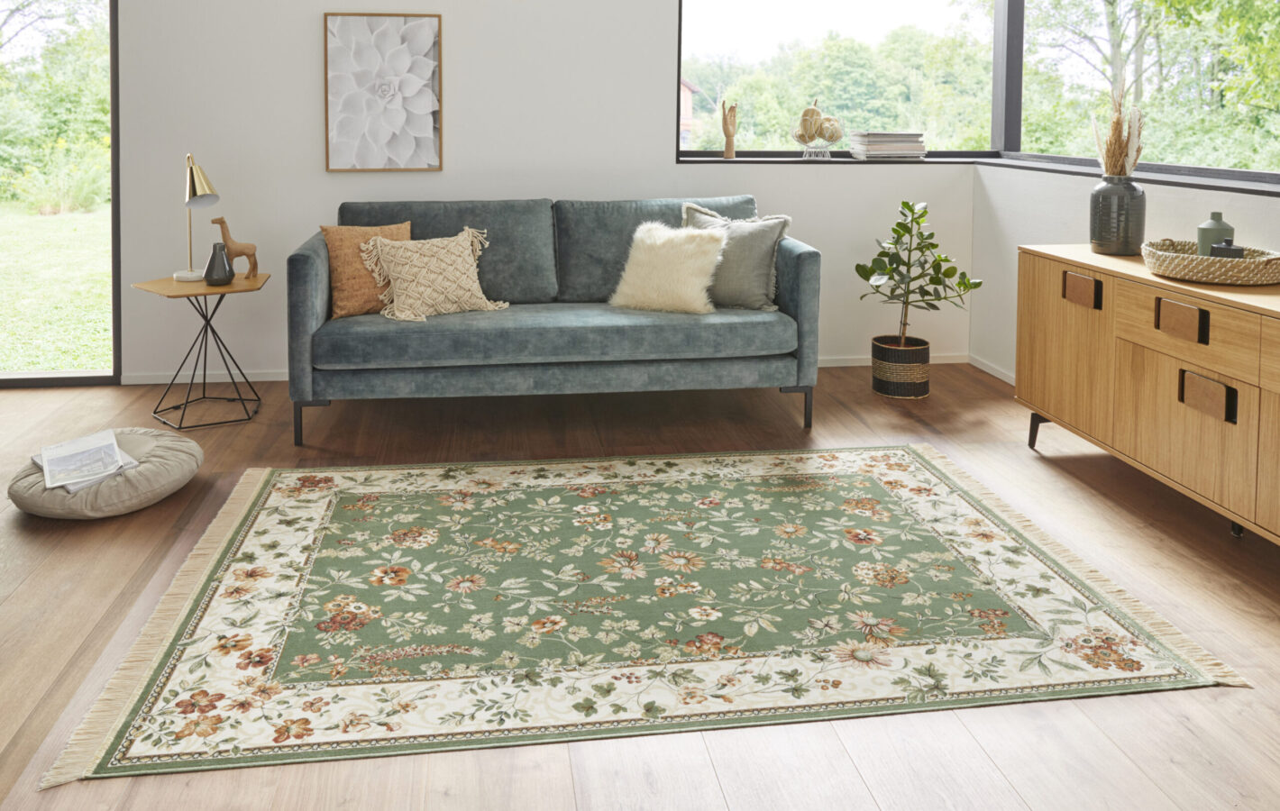 Hanse Home Naveh Laagpolig Vloerkleed Oriental Flowers Groen