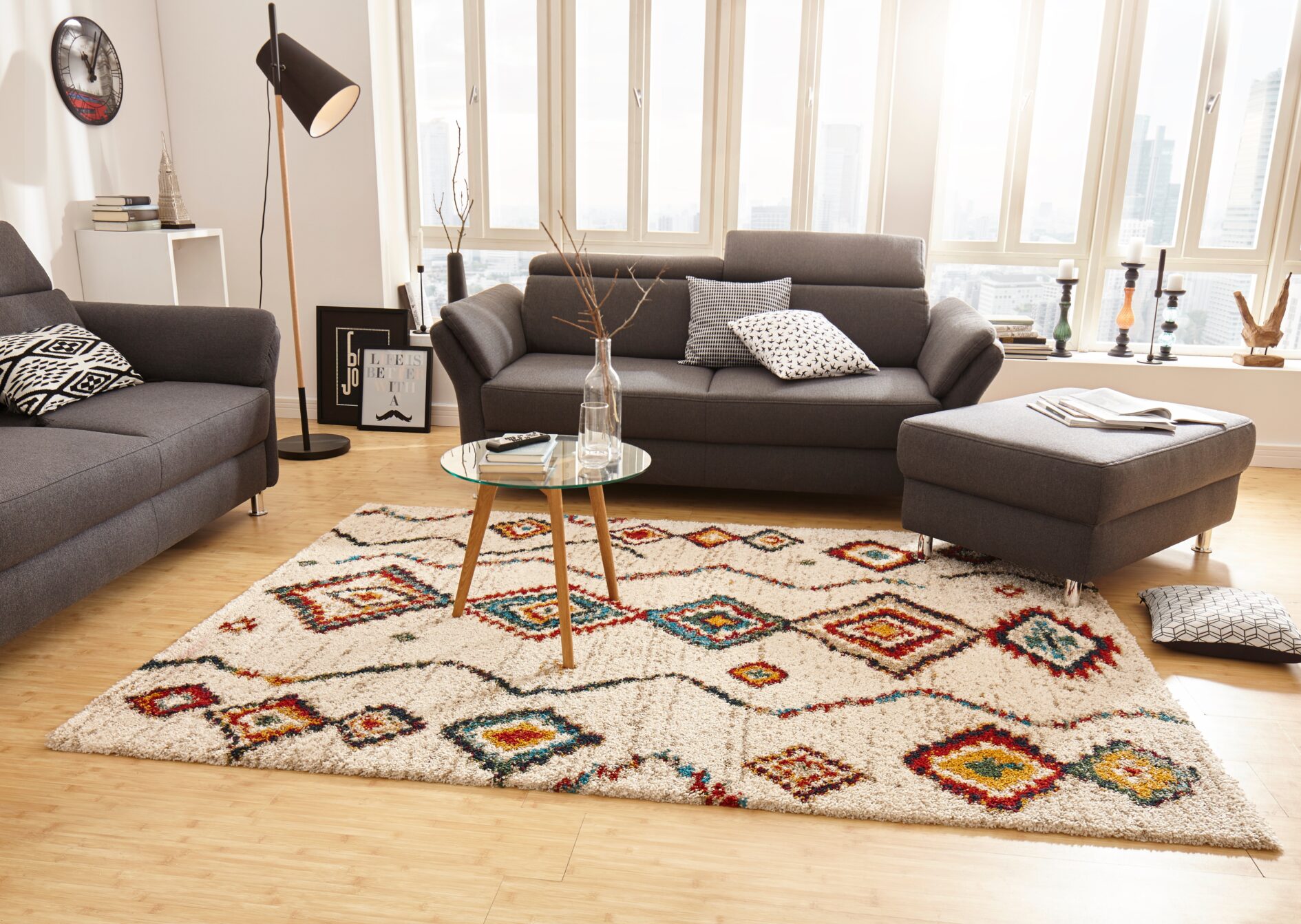 Hanse Home Nomadic Hoogpolig Vloerkleed Geometric Crème