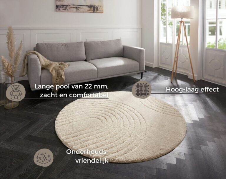 Hanse Home Norwalk Hoogpolig Vloerkleed Rond Fergus ⌀160 cm rond - Crème