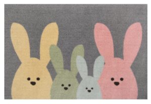 Hanse Home Printy Deurmat Bunny Family 40x60 cm - Grijs-kleurrijk
