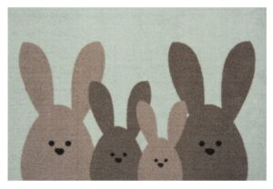 Hanse Home Printy Deurmat Bunny Family 40x60 cm - Munt-groen-bruin