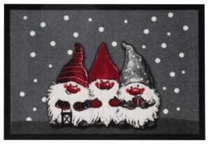Hanse Home Printy Deurmat Kerstkabouters 40x60 cm - Grijs