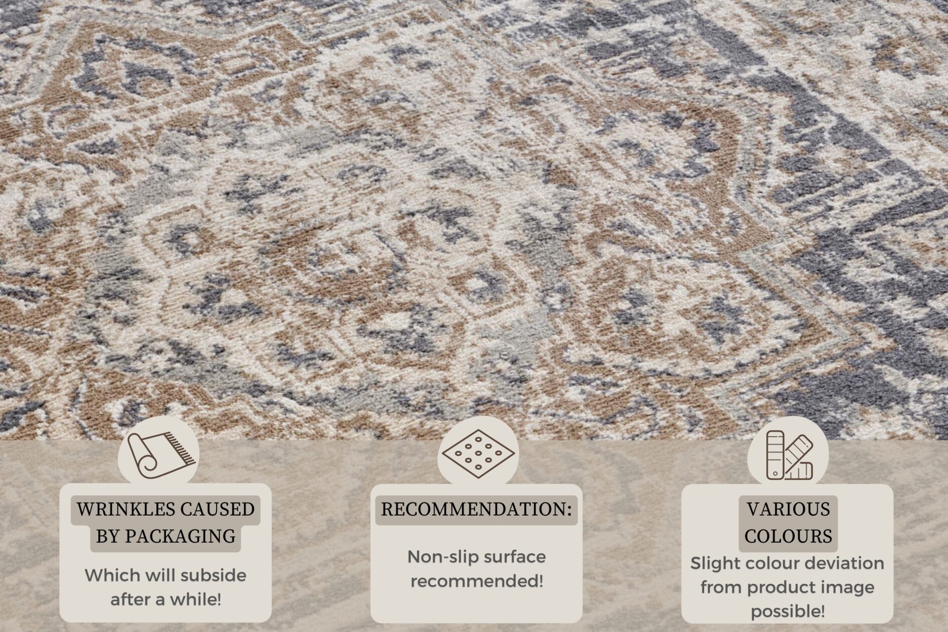 Hanse Home Terrain Designer Laagpolig Vloerkleed Zand Crème Blauw