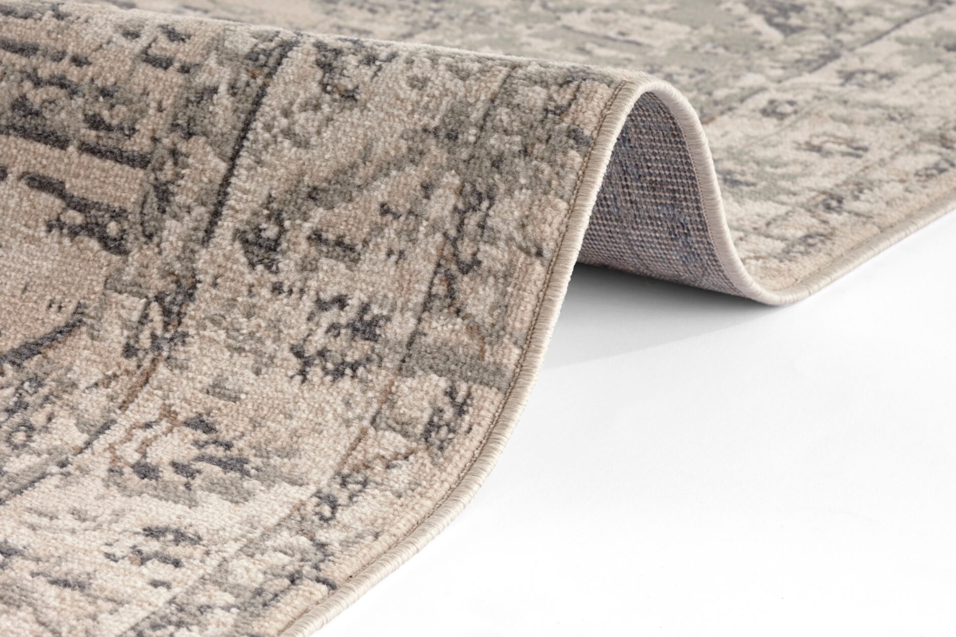 Hanse Home Terrain Designer Laagpolig Vloerkleed Zand Crème Grijs