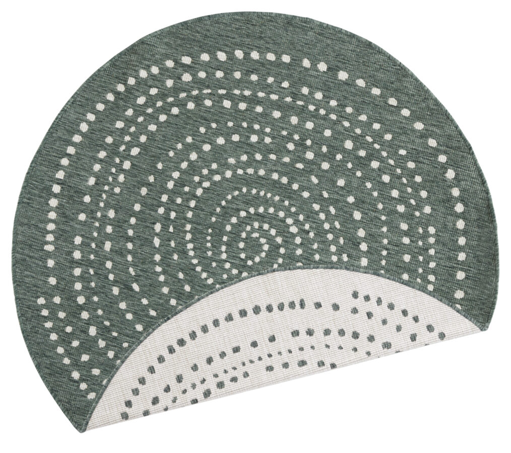 Hanse Home Twin Keerbare Vloerkleden In- & Outdoor Vloerkleed Rond Bali Groen Crème