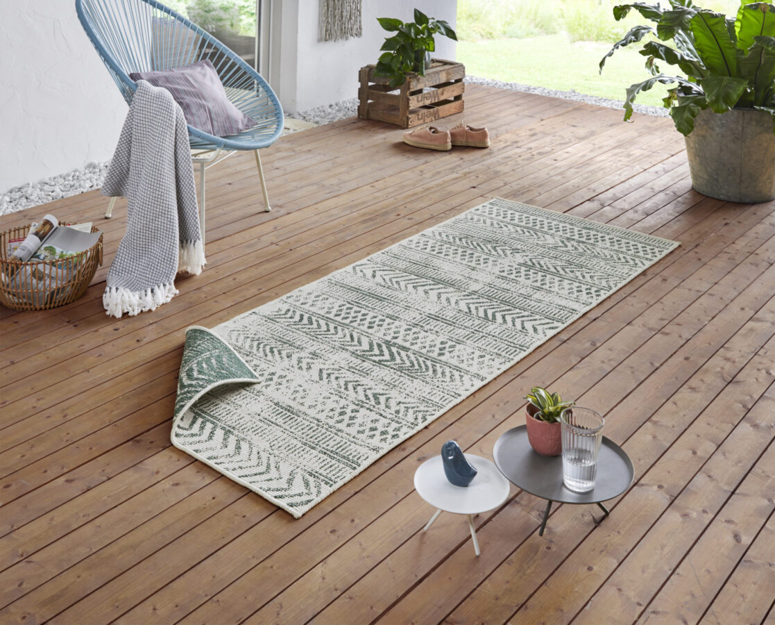 Hanse Home Twin Supreme In- & Outdoor Keerbaar Vloerkleed Biri Groen Crème