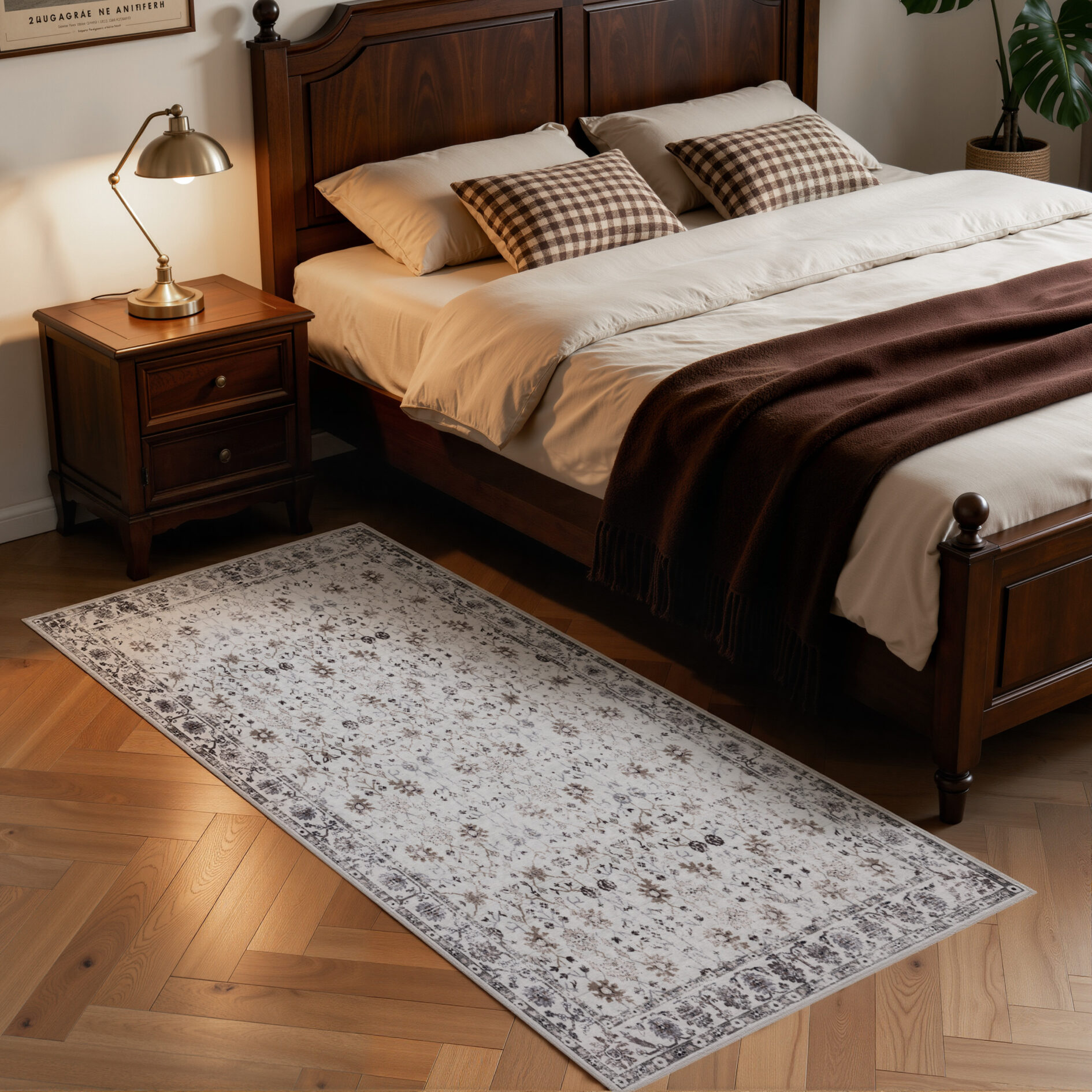 Inka wasbaar vintage vloerkleed 1142 - Crème