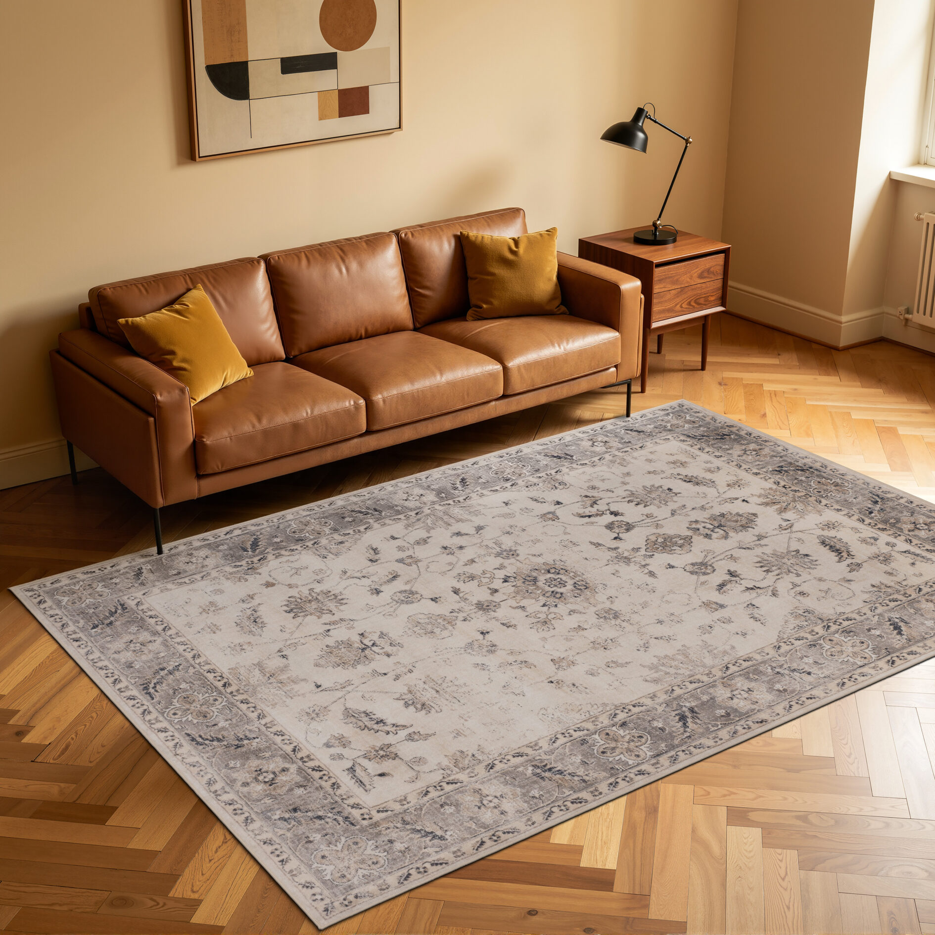 Inka wasbaar vintage vloerkleed 1143 - Beige