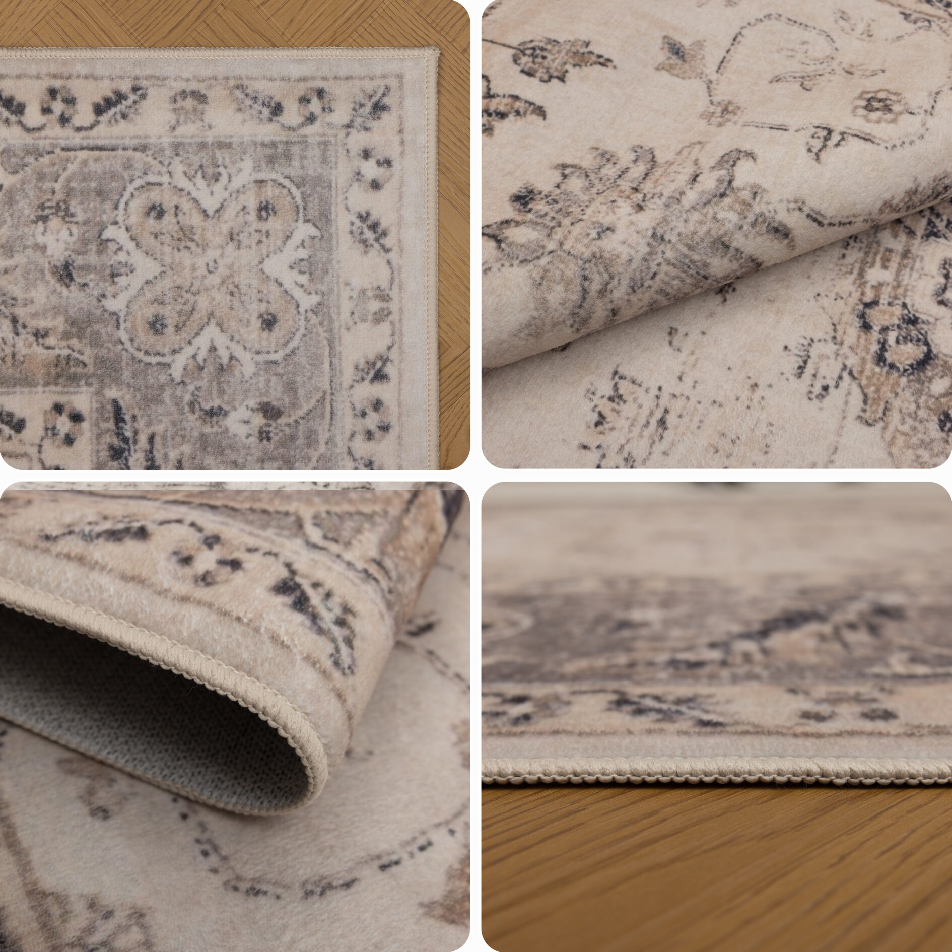 Inka wasbaar vintage vloerkleed 1143 - Beige