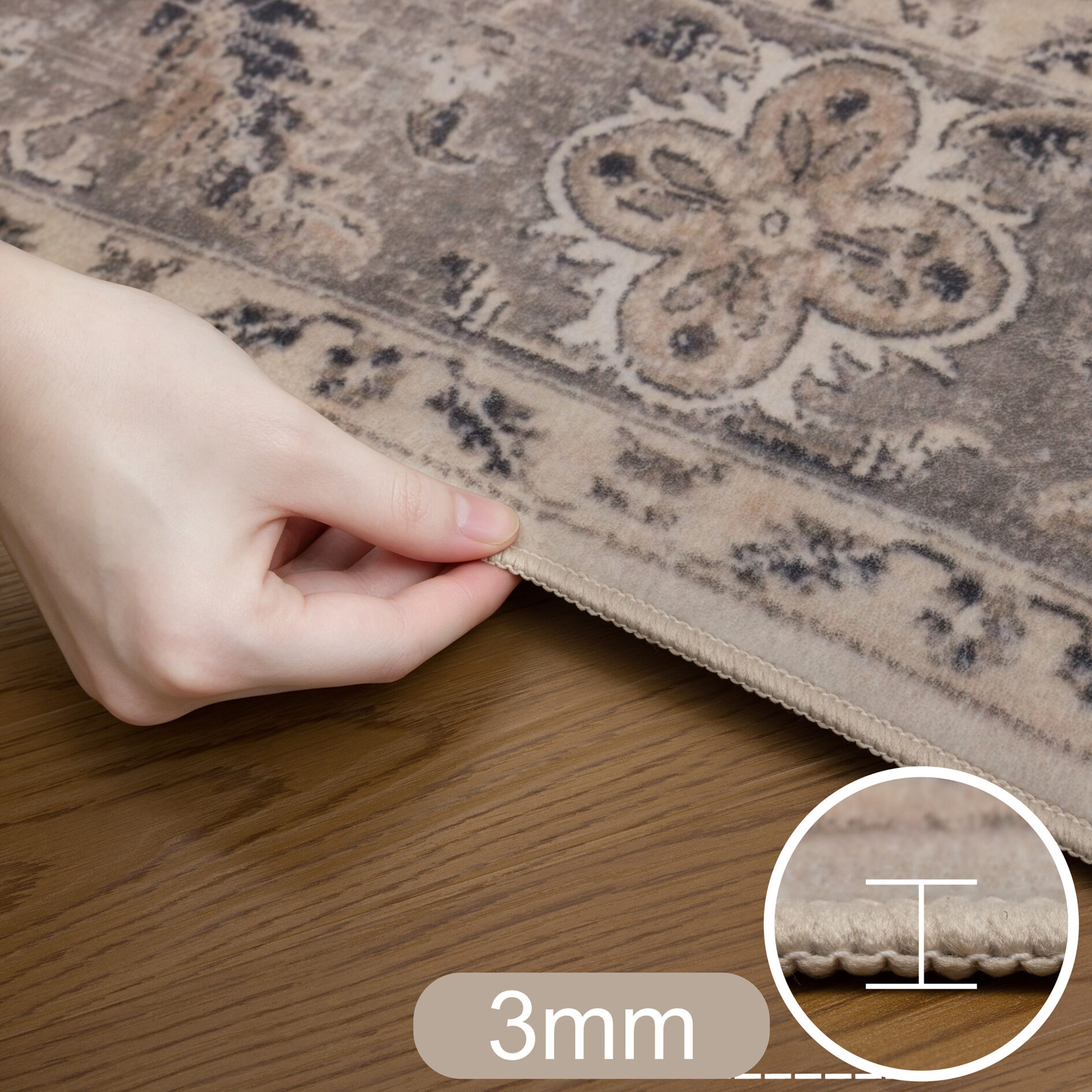 Inka wasbaar vintage vloerkleed 1143 - Beige