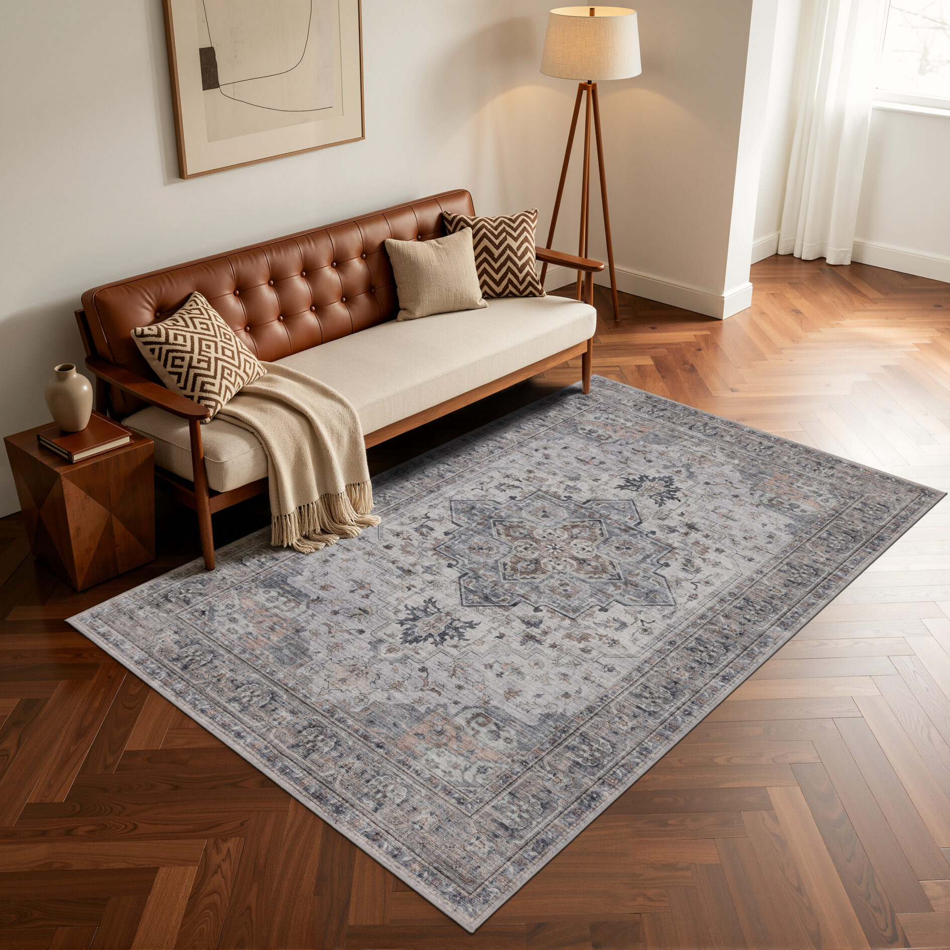 Inka wasbaar vintage vloerkleed 1144 - Beige