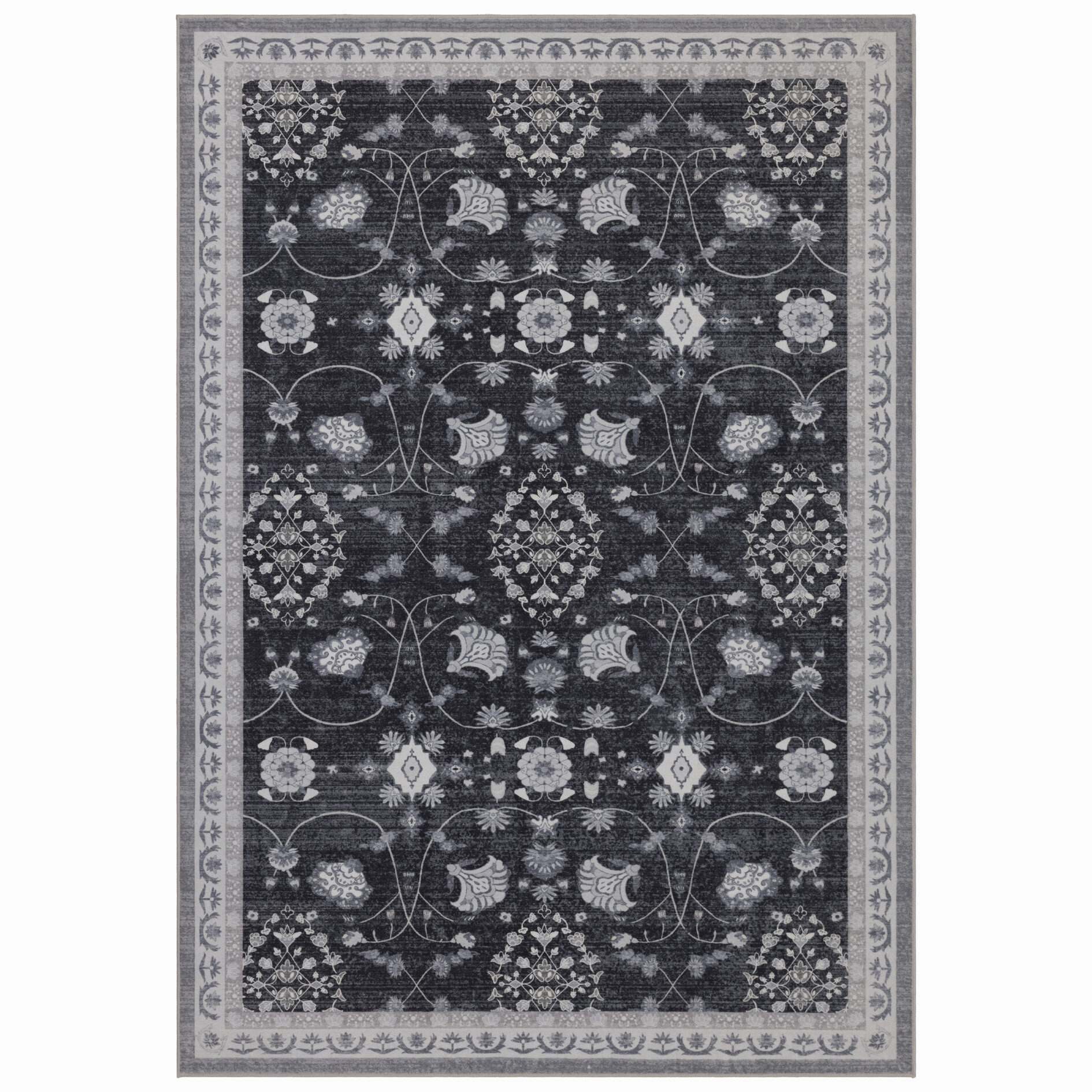 Inka Wasbaar Vintage vloerkleed 1146 - Zwart