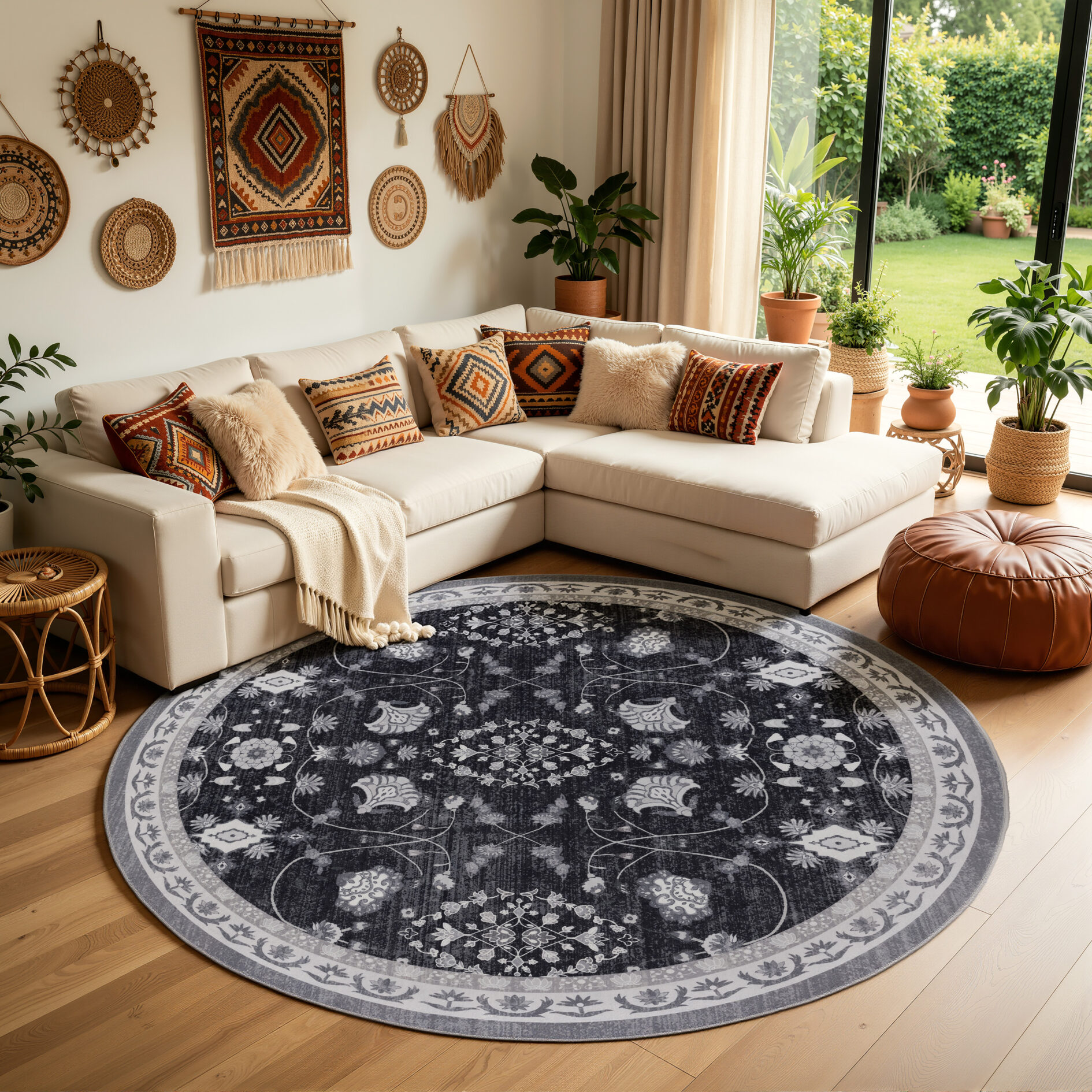 Inka Wasbaar Vintage vloerkleed 1146 - Zwart