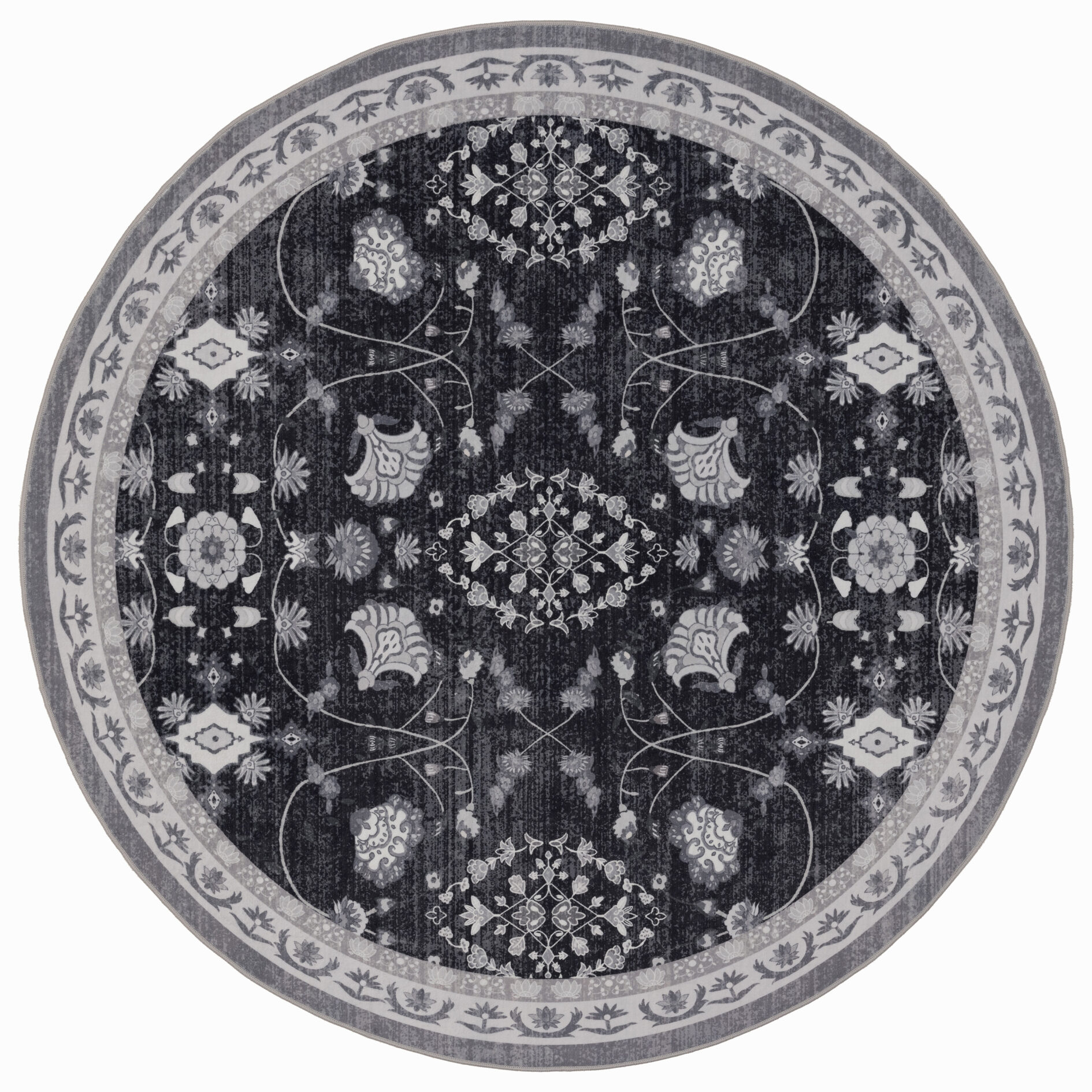 Inka Wasbaar Vintage vloerkleed 1146 - Zwart
