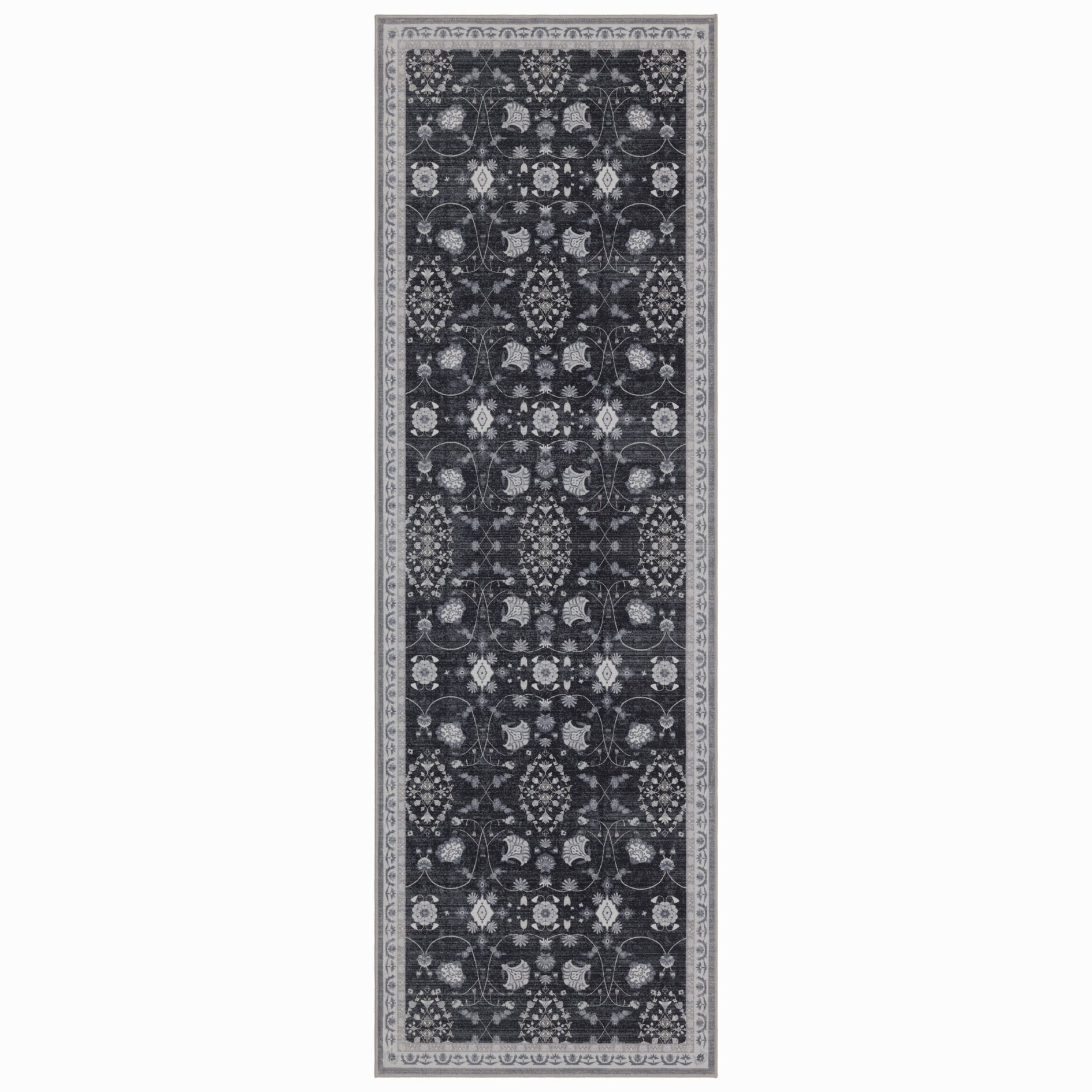 Inka Wasbaar Vintage vloerkleed 1146 - Zwart