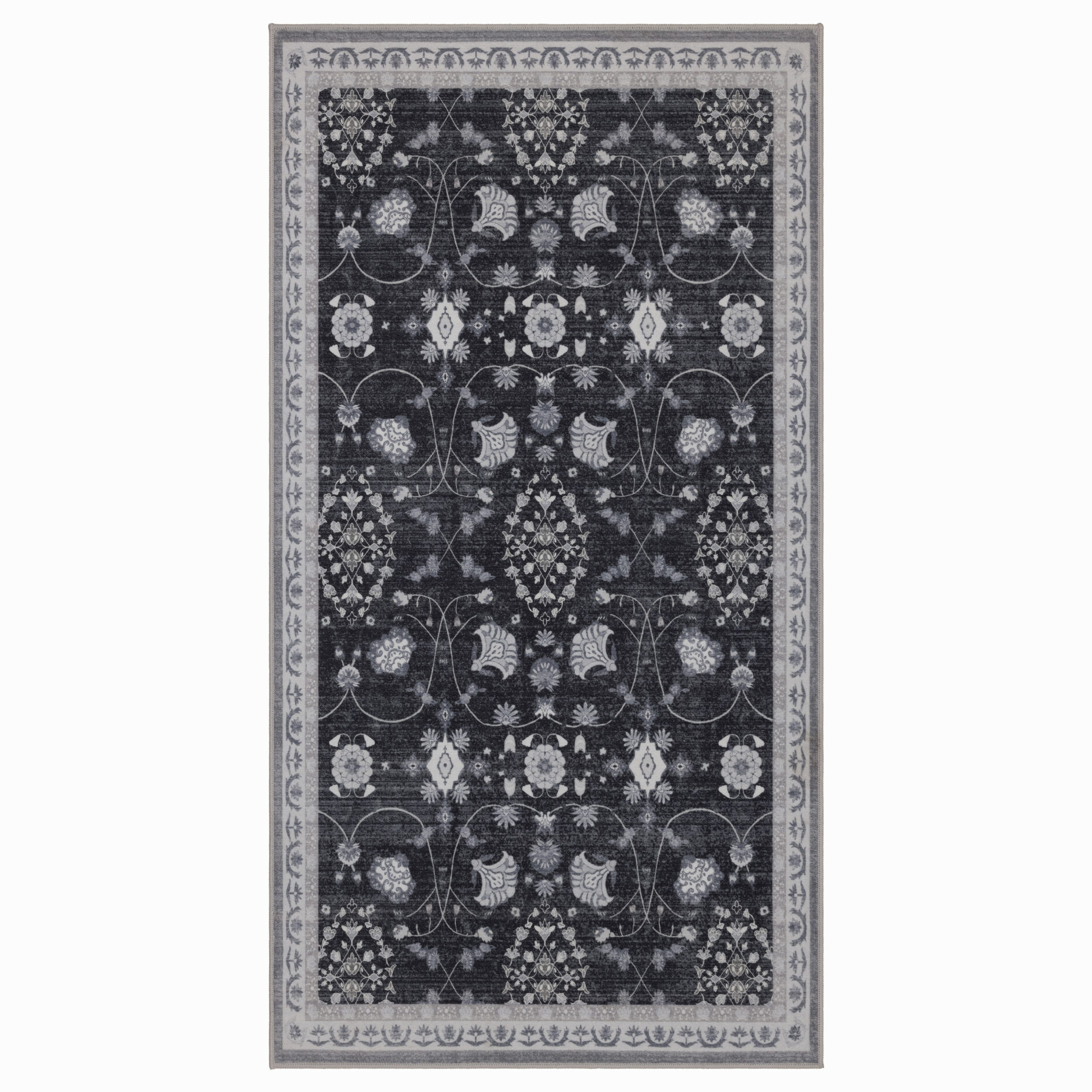 Inka Wasbaar Vintage vloerkleed 1146 - Zwart