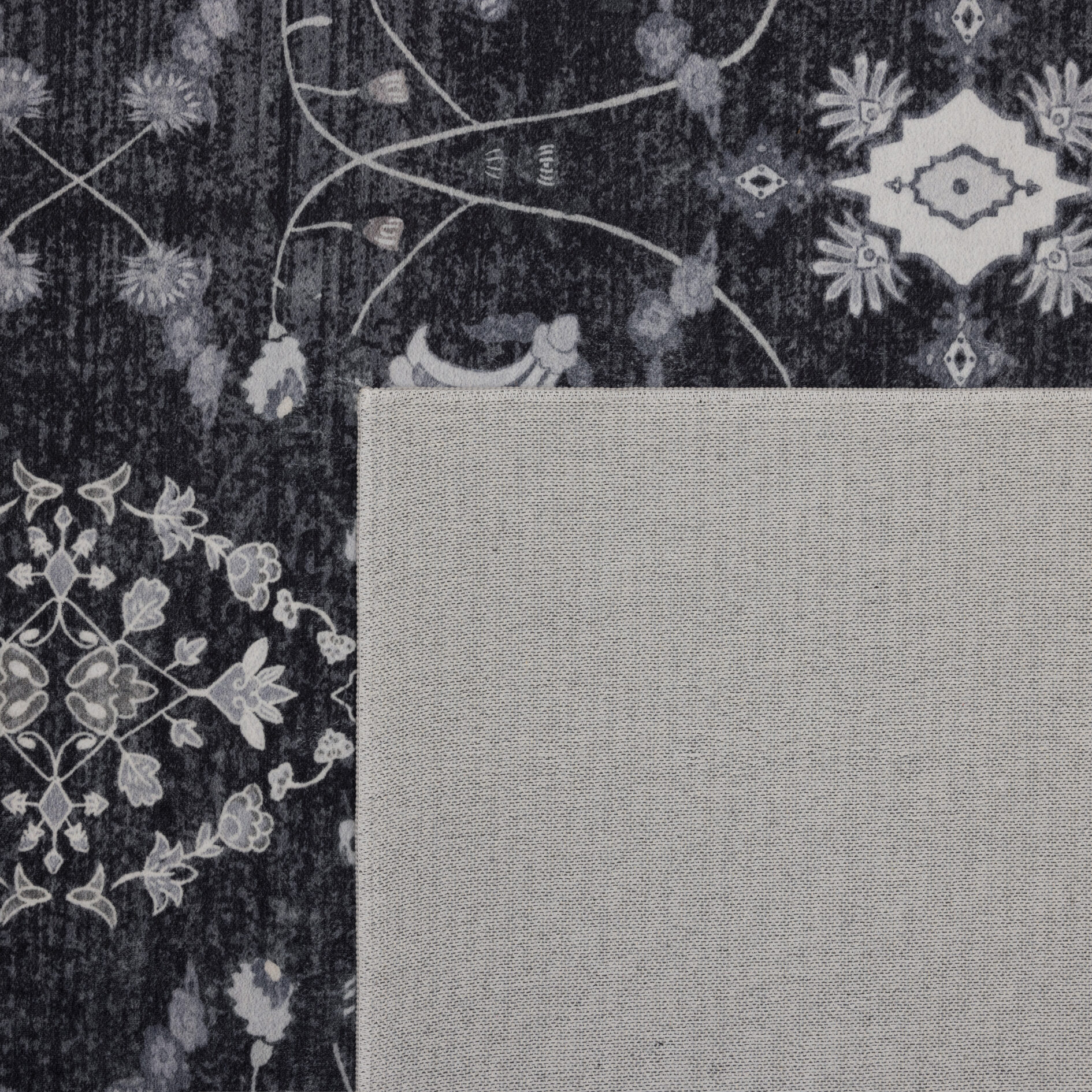 Inka Wasbaar Vintage vloerkleed 1146 - Zwart