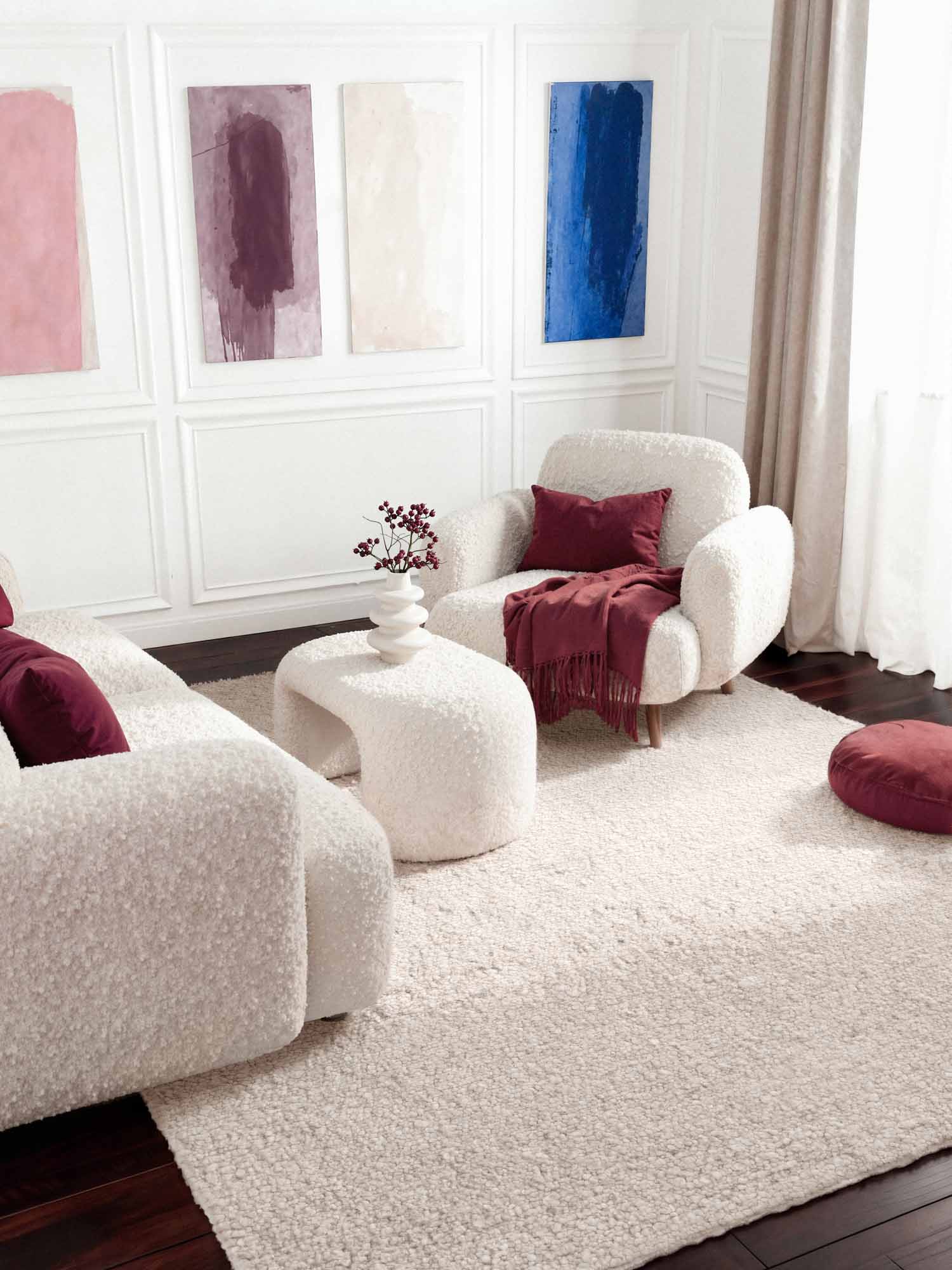 Ted Baker Notting Hill Soft Bouclé Laagpolig Vloerkleed Portobello Crème