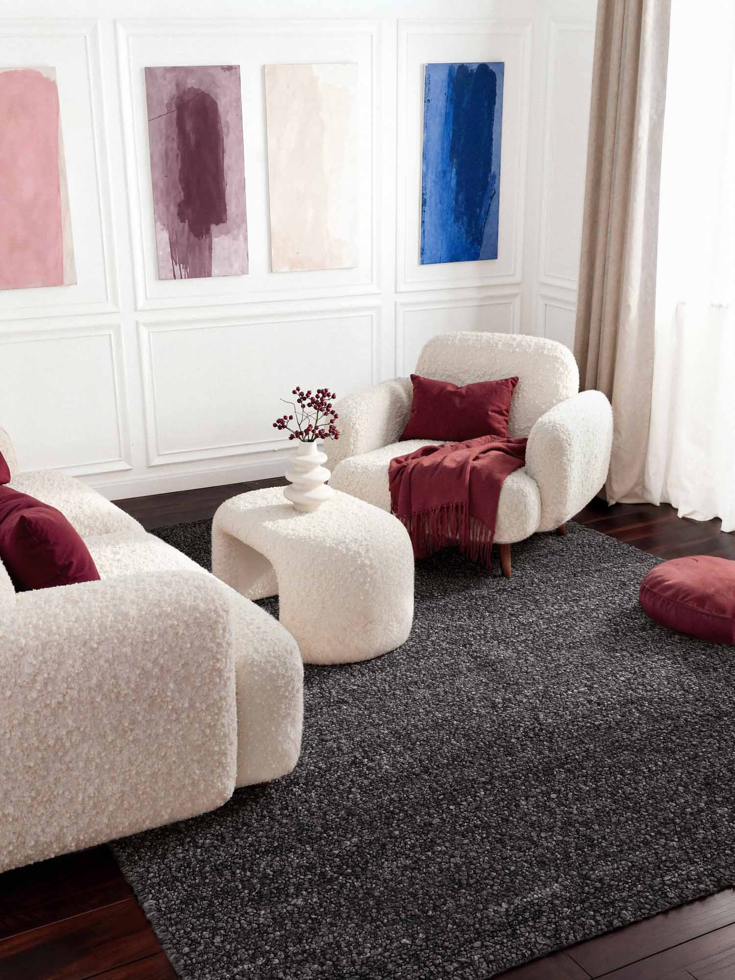 Ted Baker Notting Hill Soft Bouclé Laagpolig Vloerkleed Portobello Donkergrijs