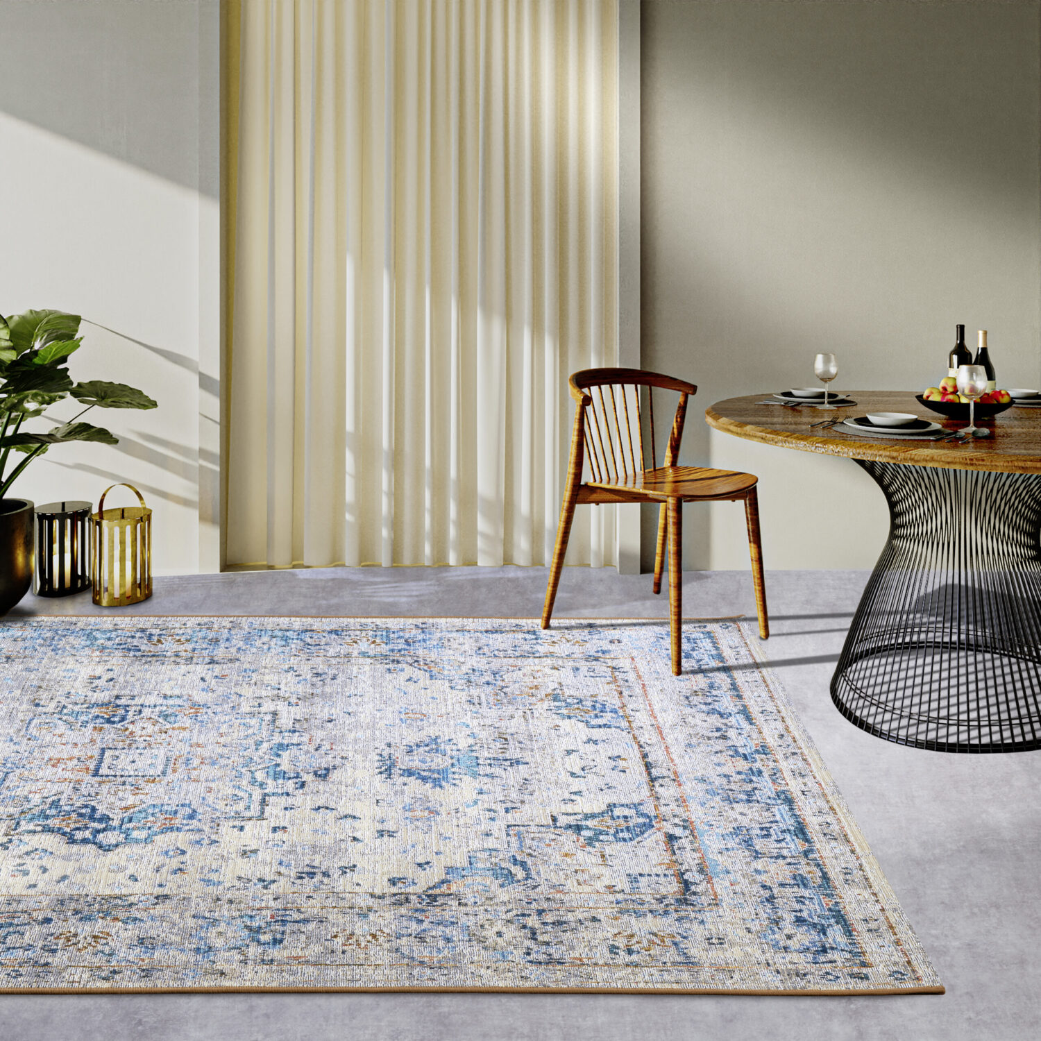 Villeroy & Boch 1767 In- & Outdoor Vloerkleed Rene Crème Blauw