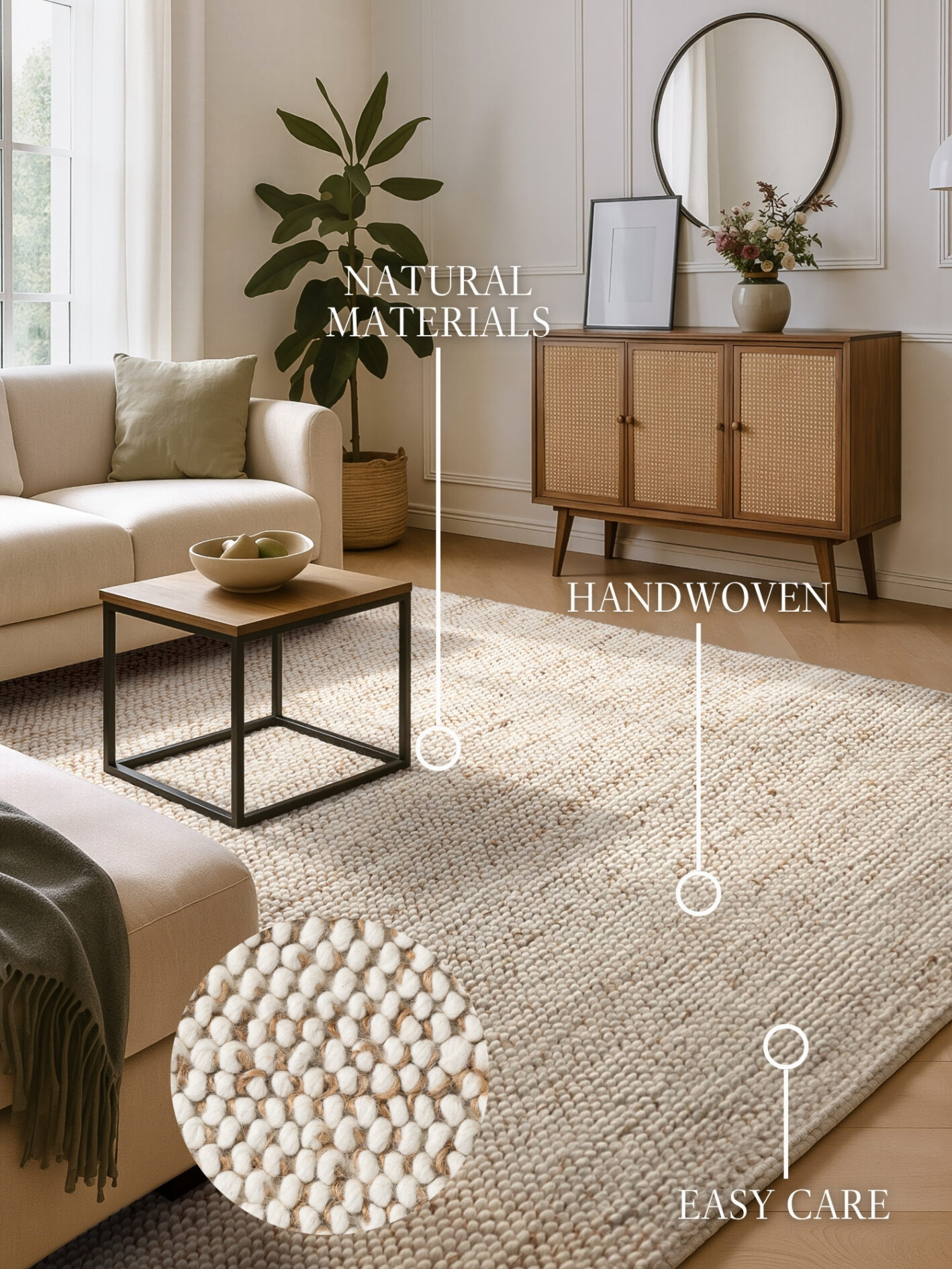 Villeroy & Boch 1770 Wol- & Jutevloerkleed Peas Natuur Crème Beige