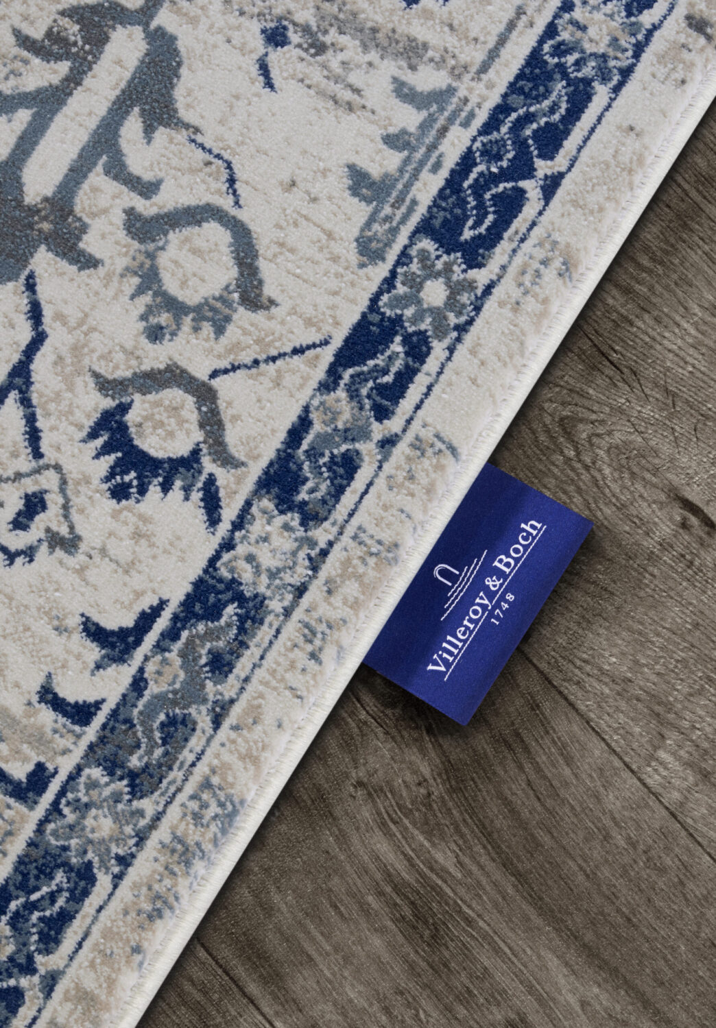 Villeroy & Boch 1869 Laagpolig Vloerkleed Emmanuel Crème Blauw