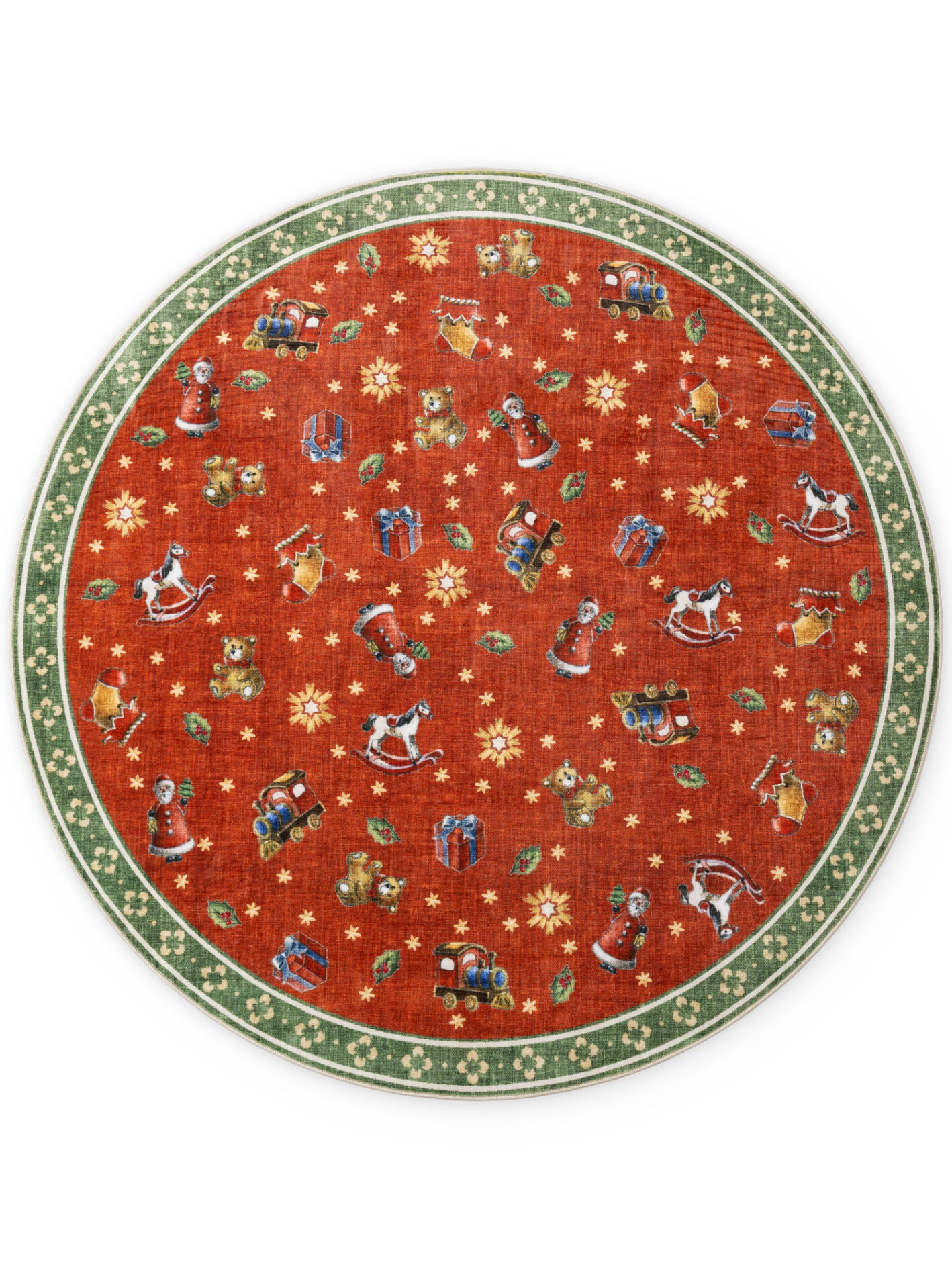 Villeroy & Boch Toy's Delight Design Vloerkleed Rond Nostalgic Noel Rood Groen